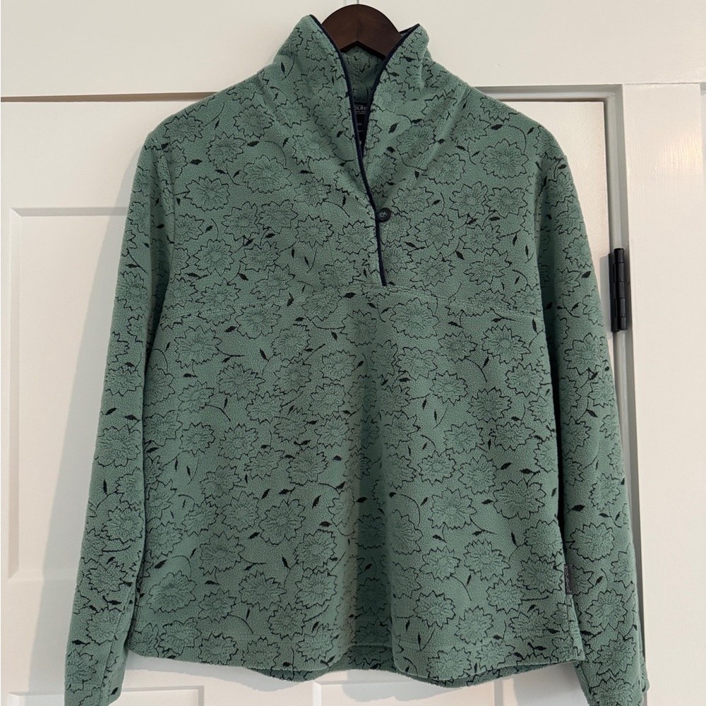 Woolrich Floral Fleece Pullover Button Jacket Winter Turquoise Women’s M